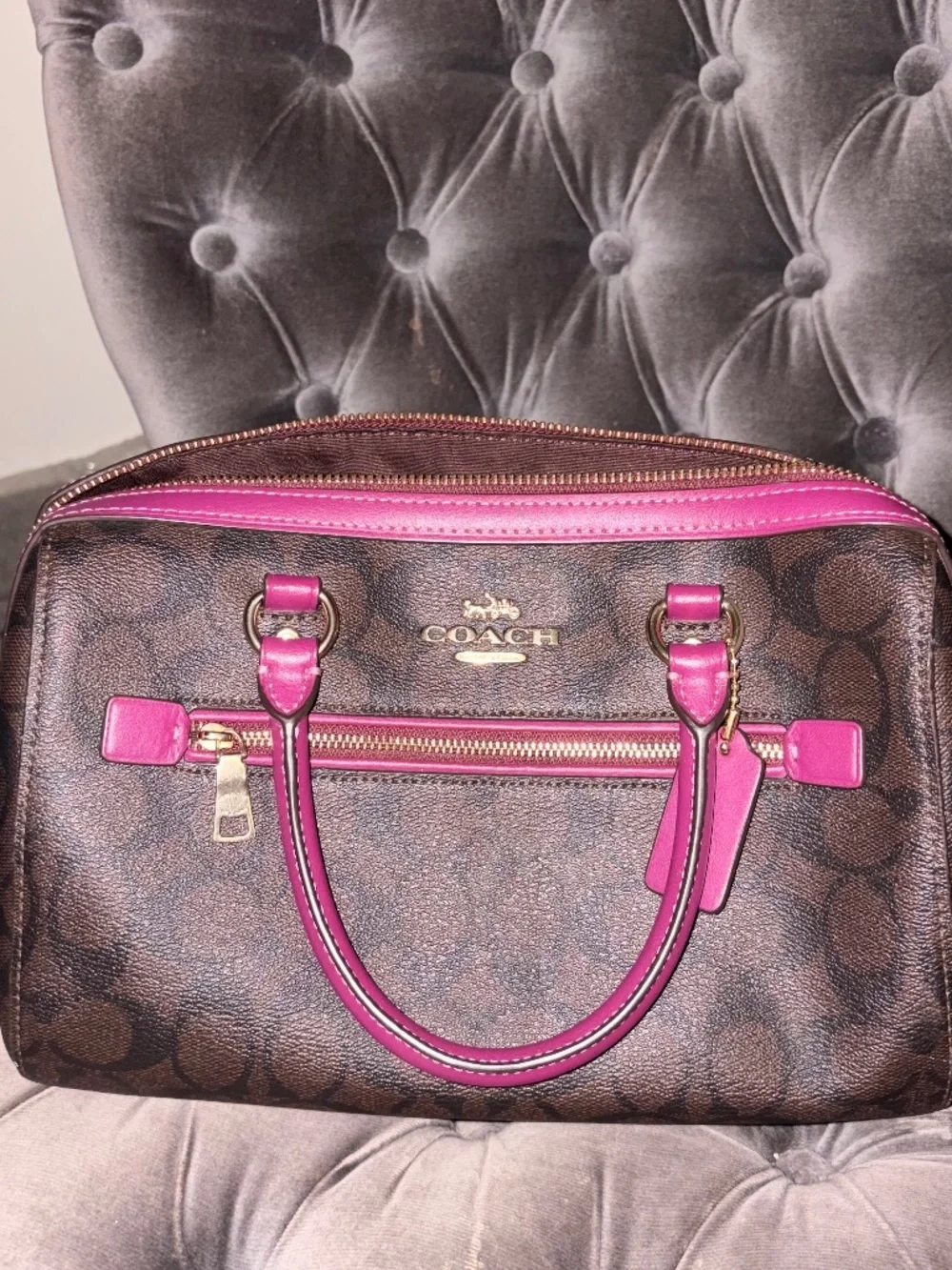 Coach Rowan Satchel Bag in Blocked Signature Canvas